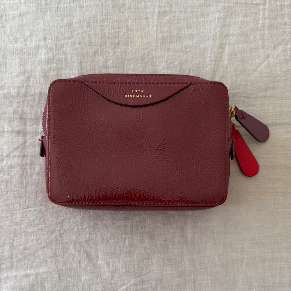 Anya Hindmarch Burgundy + Red  Crossbody Leather Bag